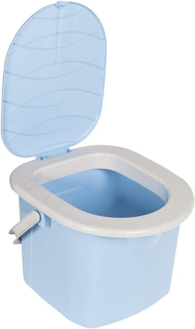 Zyrex® Toiletemmer Met Deksel - Toiletemmer - Emmer Met Deksel 5 Liter - Nachtemmer - Nachtemmer Met Deksel - Blauw - 26cm x 37cm x 26cm
