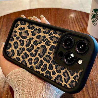 Coque de téléphone à motif imprimé léopard pour iPhone 11 12 13 14 15 Pro Max X XR XS Max 7 8 Plus Coque arrière en silicone TPU souple antichoc For iPhone 15Pro Max brown