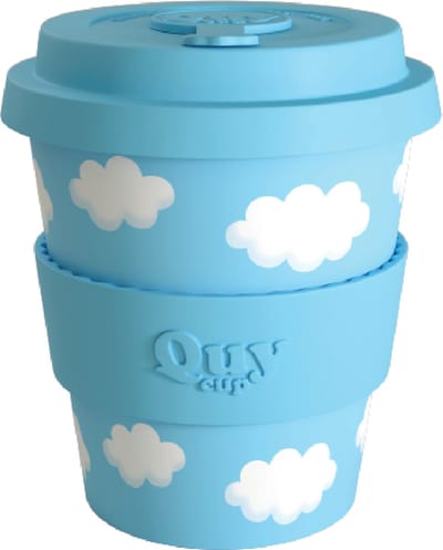 Quy Cup 230ml Ecologische Reis Beker - “Sky" - BPA Vrij - Gemaakt van Gerecyclede Pet Flessen met licht blauw Siliconen deksel