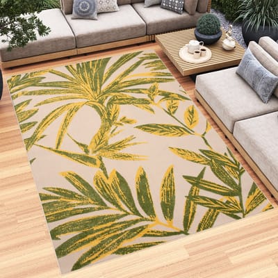 Tapiso Patio Indoor Tapijt Tuintapijt Creme Buiten Buitenkleed Planten Maat- 120x170