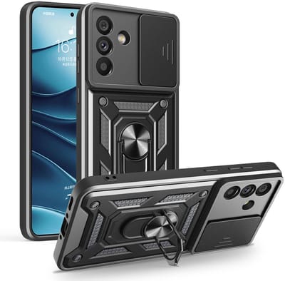 MobyDefend Hoesje - Geschikt voor Samsung Galaxy A36 / Galaxy A56 - Pantsercase Met Draaibare Ring - Zwart