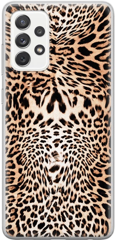 Leuke Telefoonhoesjes - Hoesje geschikt voor Samsung Galaxy A52 5G - Animal print - Soft case - TPU - Luipaardprint - Bruin