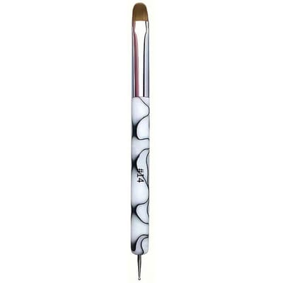 1 Pièce Pinceau French pour Ongles à Double Embout Pinceau French Gel Acrylique pour Nail Art avec Outil à Points pour Manucure Astuces Nail Art Pinceau Constructeur Stylo Pinceau pour Peinture sur Ongles blanc