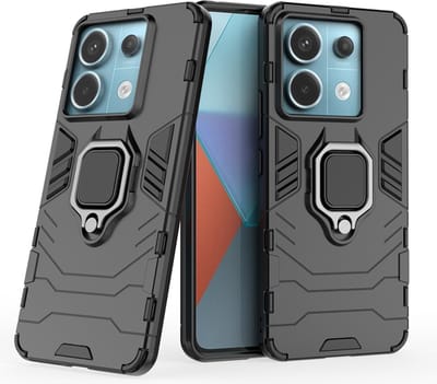 MobyDefend Hoesje - Geschikt voor Xiaomi Redmi Note 13 Pro 5G - Dubbelgelaagde Pantsercase Met Standaard - Zwart
