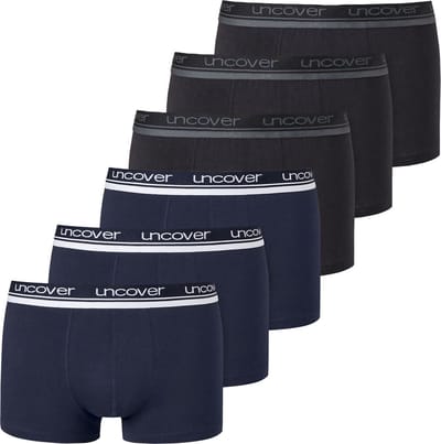 Schiesser Boxershorts Uncover 6-pack blauw - zwart