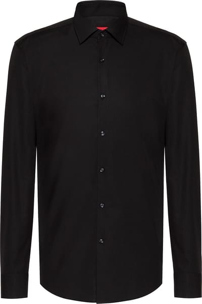 HUGO Kenno slim fit overhemd - popeline - zwart - Strijkvriendelijk - Boordmaat: 42 (EU maat: L)