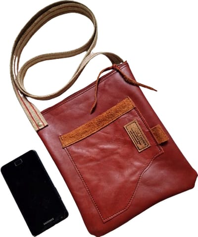 Toetie & Zo - Handgemaakte Tas Leer - Slingbag - Terracotta - Rood - Schoudertas - Crossbodytas - Festivaltas - 20bx23hx3d