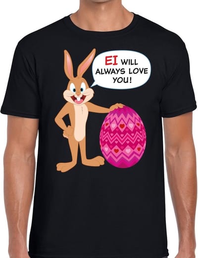 Zwart Paas t-shirt Ei will always love you - Pasen shirt voor heren - Pasen kleding S