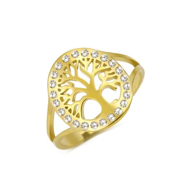 Welovesilver - gouden ring - tree of life - kristallen - one-size