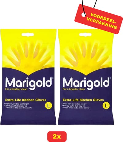 Marigold Huishandschoen - Extra Life- Geel -Maat L- 2 x 1 stuks Voordeelverpakking!