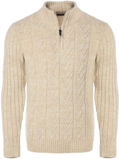 Carisma Heren Trui Opstaande Kraag Gebreid Motief Beige 7965 - XL