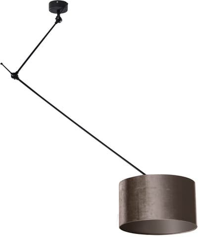 QAZQA blitz shade - Klassieke Hanglamp met kap - 1 lichts - Ø 35 cm - Zwart - Woonkamer | Slaapkamer | Keuken