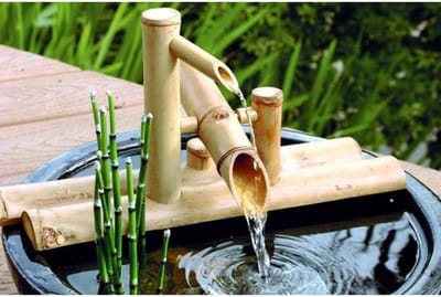 Buitentuinfontein Bamboe - Waterornament Draaiend - Tuindecoratie Creëren - Japanse Stijl - 50cm Hoog - Natuurlijk