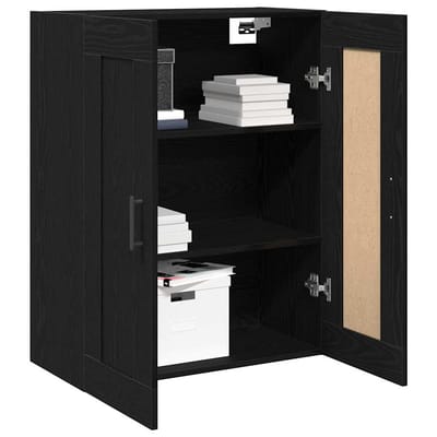 vidaXL - Wandkast - Zwart - Eiken - 69,5 - x - 34 - x - 90 - cm - Bewerkt - hout