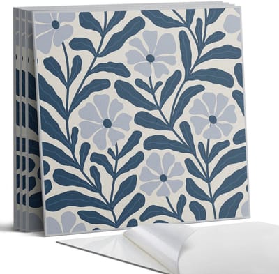 Coloray Wandpanelen Zelfklevend - Bloemenpatroon Zelfklevende Wandpanelen - 50 cm x 50 cm - Marine Wandpaneel PVC - 4 stuks - Bloemen en planten Wandpanelen Zelfklevend - Wandpaneel Keuken - Wandpanelen Badkamer