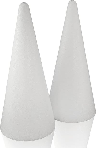 Piepschuim Kegels Ø 12 cm Hoogte 27 cm - Set van 2 Stuks - Creatief Handwerk
