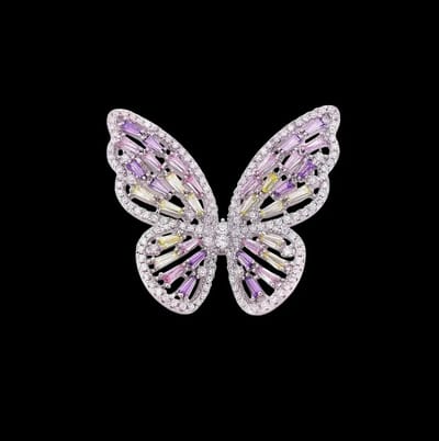 Victoria Valenza Zilverkleurige Vlinder Broche en Hanger met Zirkonia Stenen - Broche - Zilverkleurig - Vlinder broche - Zirkonia
