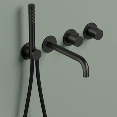 Hotbath Ace Afbouwdeel - Inbouw Badthermostaat met 2-Weg Stop-Omstel met Uitloop en Handdouche - Zwart - V01