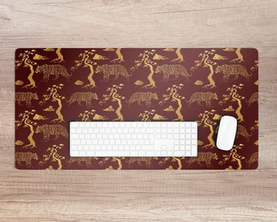 Coloray Bureau Onderlegger - Gouden Tijgerboom Bureau Pad - 90 cm x 45 cm - Rood Bureau Onderlegger - Bureau Mat - Bureaumat - Onderlegger Bureau - Bureau Onderlegger Groot