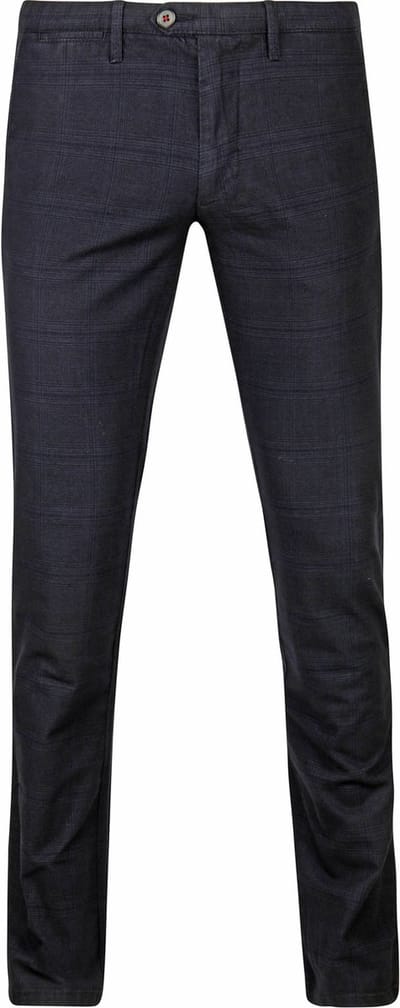 Suitable Chino broek Sartre Ruit Donkerblauw - Maat 48 - Heren - Mannen broeken
