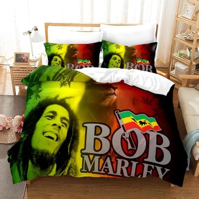 Bob Marley Dekbedovertreksets Muzieklegendes Jamaica Zanger Comfortabele Spreien Queen King Size Beddengoedsets Slaapkamerdecoratie 70x133cm 2pcs