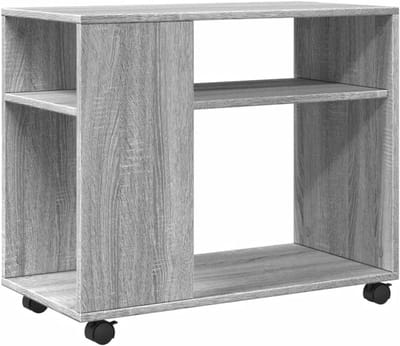 Zijtafel Met Wieltjes 70x35x60 cm Sonoma Eiken Grijs - Handige Salontafel