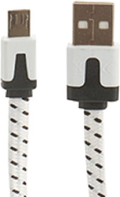 Grundig Oplaadkabel Micro-usb 2 Meter Nylon Wit/zwart