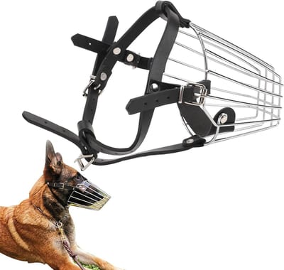 Ademend en Verstelbaar Hondenhalsband met Metaalnet, Bijtpreventie voor Middelgrote Honden