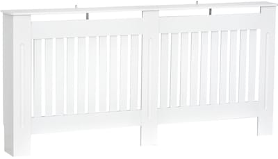UFTA Radiateurafdekking - Radiatorombouw MDF - Radiatorkast - Decoratieve Plank - 172cm - Lattenstructuur Ventilatie - Wit