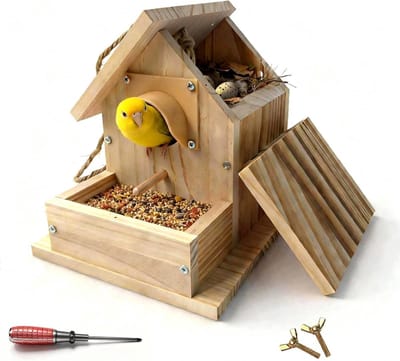 SnelShoppen - Nesting box voor vogels, kattenhuis, voederhuisje van hout, weerbestendig, hangbaar, DIY, vogelkooi voor kleine vogels en meisjes, ideaa
