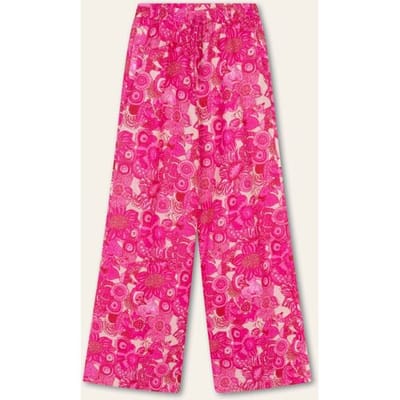 Oilily Philo Wijde Linnen Broek- maat34 Roze Glo