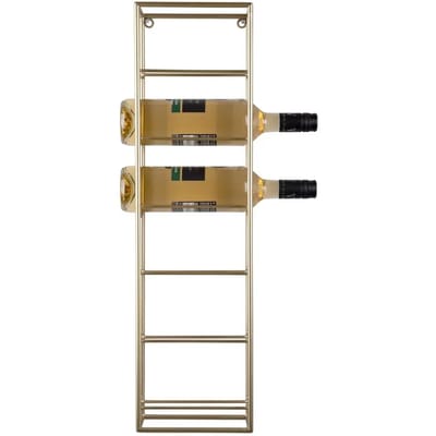 Present Time Wijnrek Single - Goud - 18x11.5x66cm - IJzer - Voor aan de Muur - 6 Flessen - Modern