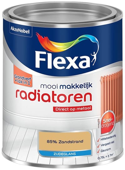 Flexa - Mooi Makkelijk Radiatoren Zijdeglans - 85% Zandstrand - Mengverf - 750 Ml
