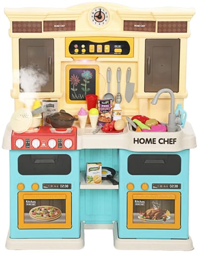85-delige Keuken Speelgoed - Kinderspeelkeuken - Kinderkeuken - met Elektrische Kraan, Keukengerei en Speelgoedeten - met Effecten - 3+ - Rollenspel - Cadeau voor Jongens en Meisjes - 66x24x83cm - Groen