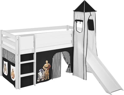 Halfhoogslaper Star Wars Zwart met tent, toren en glijbaan