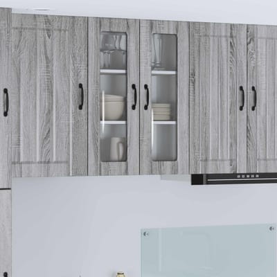 vidaXL - Wandglas - Kasten - LUCCA - Grijs - sonoma - 60 - x - 31 - x - 80 - cm - Bewerkt - hout