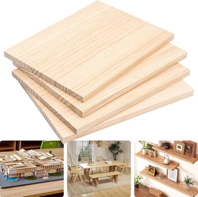 Houten Planken - Grenenhout Blokken - Knutselen en Decoratie - Natuurlijk en Braamvrij - 4 Stuks - Naturel