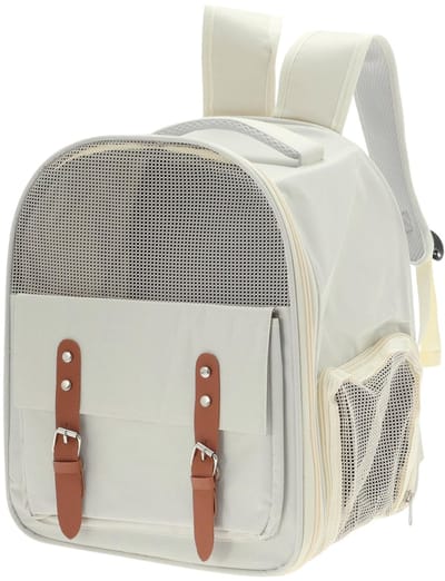 Dailygoody - Draagbare Rugzak - Kattenrugzak - Ademend Mesh - Beige - Kleine Honden - Geschikt tot 7,5 kg - Comfortabele Rugzak voor Huisdieren