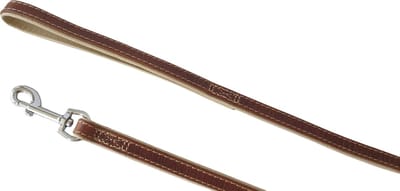 KARLIE FLAMINGO Comfort Hondenriem / Hondenlijn - Echt Leder - Bruin - M - Breedte: 18 mm - Lengte: 100 cm