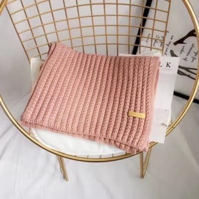 Gebreide Wollen Sjaal Roze – Unisex Winter Sjaal 100% Wol – Warm & Comfortabel – 180x30 cm
