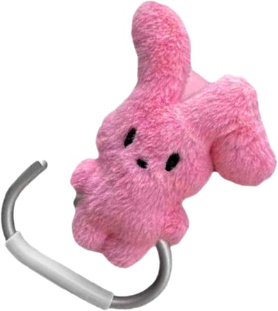 Kinderwagen Haak - Tas Houder - Winkelen Ondersteunen - Schattig Konijn Design - 9 x 8.2 cm - Hot Pink