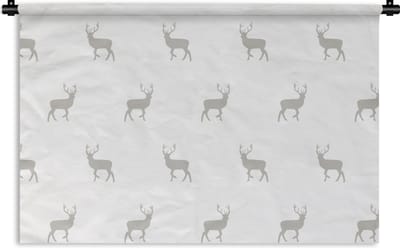 Wandkleed - Wanddoek - Patronen - Hert - Wit - 90x60 cm - Wandtapijt