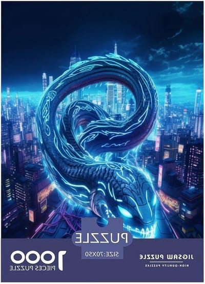 Gloeiende Slang Puzzel - Legpuzzel Educatief Spel - Ontspanning en Plezier - Glow-in-the-dark Effect - 70x50 cm - Multicolor