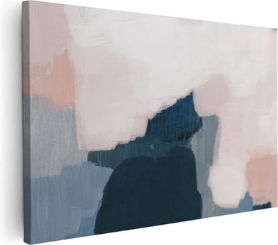 Artaza Canvas Schilderij Abstract - 90x60 cm - Wanddecoratie Beige - Muurdecoratie Blauw - Schilderijen Op Canvas