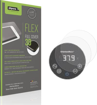 dipos FLEX – 2x Matte Screenprotector geschikt voor KitchenBoss Sous Vide Stick KG310 | Volledige Schermbescherming | Case-Friendly