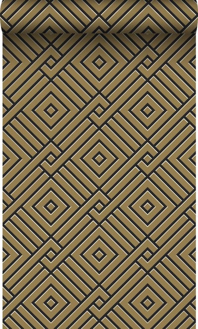 Origin Wallcoverings behang 3D grafisch motief goud en zwart - 50 x 900 cm - 347979