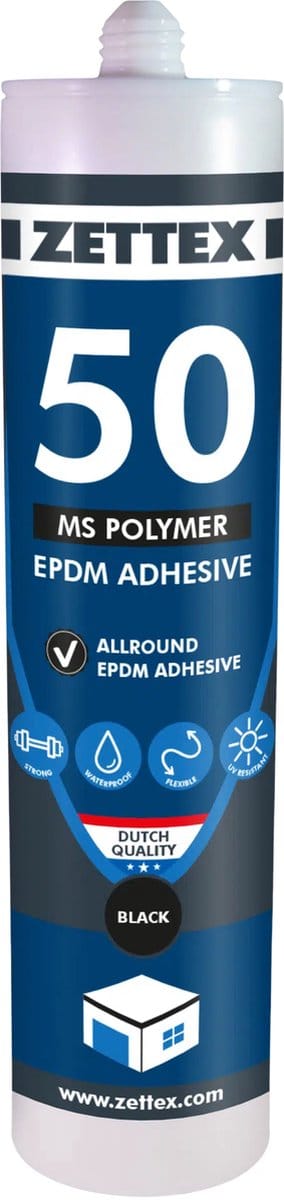 Zettex MS 50 EPDM Kit - Lijmkit - Waterbestendig - Verlijmen en Afdichten - 290ml - Universeel - Zwart