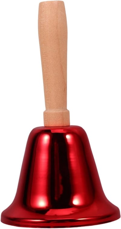 Metalen Handbel - Dienstenklok Oproepbel - Aandacht Trekken - Luid Geluid Draagbaar - 116 cm Hoog - Rood
