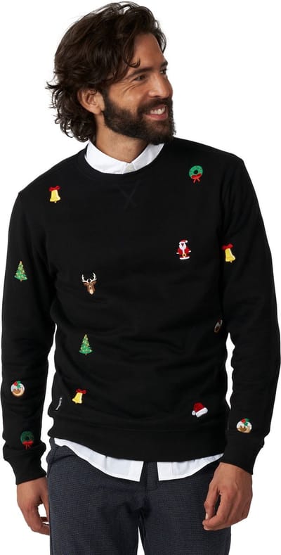 OppoSuits X-Mas Icons - Black - Heren Kerst Sweater - Kersttrui - Kerst - Zwart - Maat XS