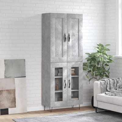 vidaXL - Hoge - kast - 69,5x34x180 - cm - bewerkt - hout - betongrijs